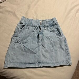 Streetwear Society Light Blue Denim Mini Skirt with Elastic Waistband
